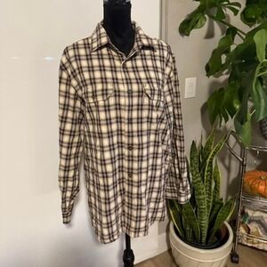 Carhartt Relaxed Fit Plaid Button Up Shirt Brown Tan Flannel Style Men's  Size L